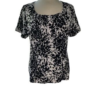 JM Collection blouse short sleeve scoop neckline floral print size X-Large